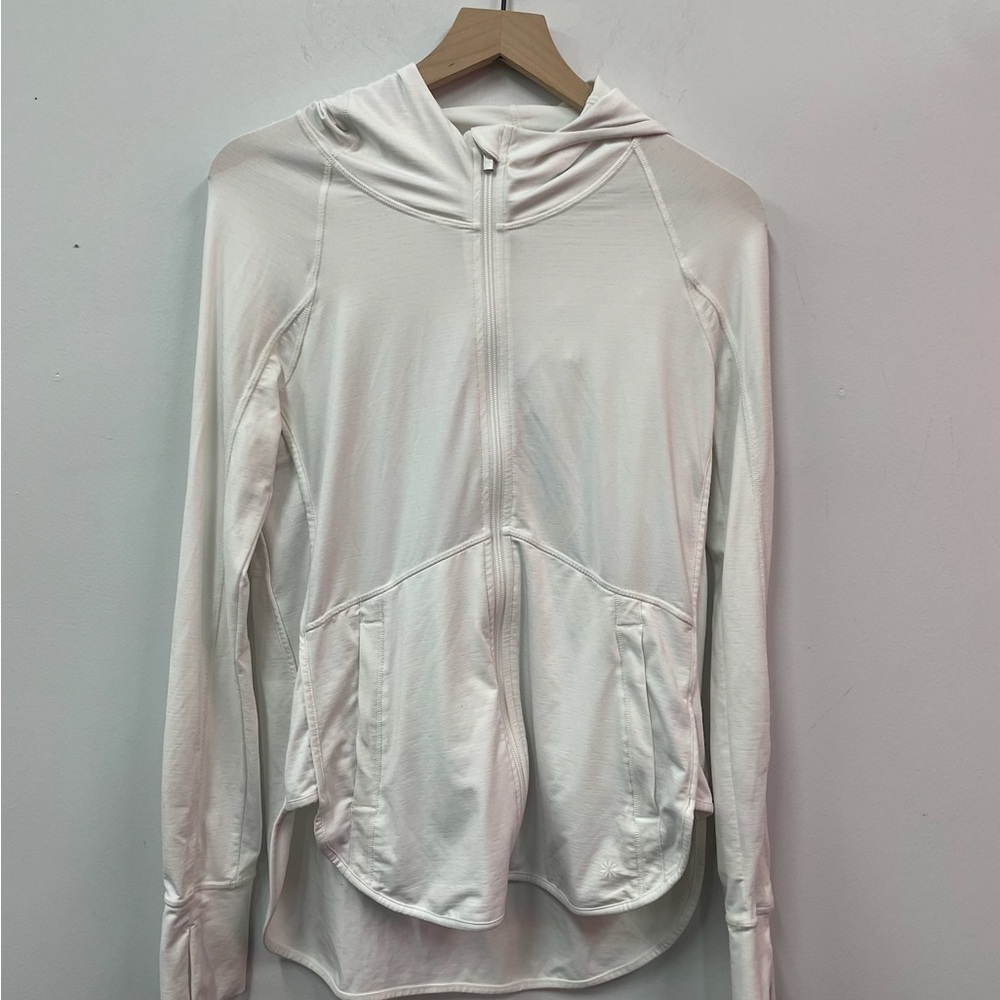 Athleta White Full-Zip Hoodie Sz S